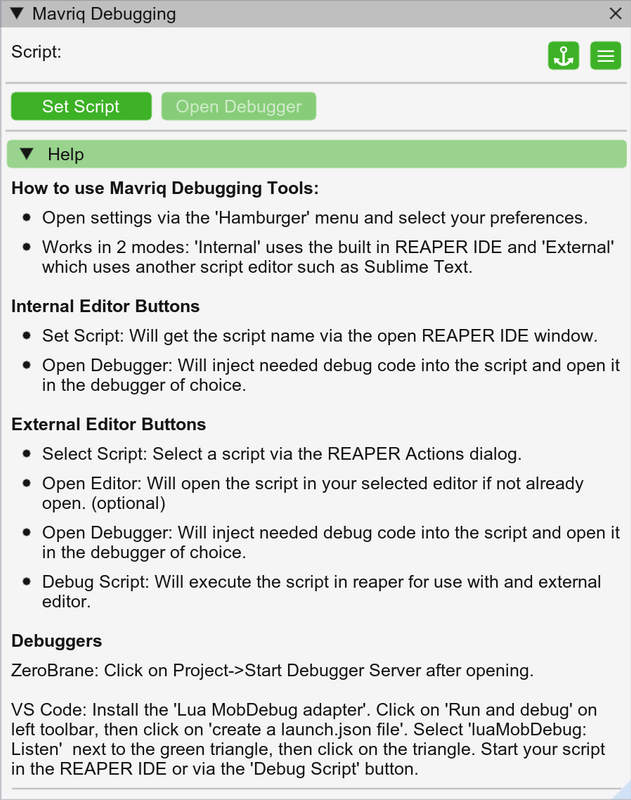 Mavriq Debugging Tools (Formerly Lua ZeroBrane Debugging) - Cockos  Incorporated Forums